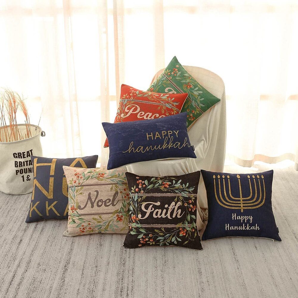 5935 Christmas Wreath Pillow Cover 18x18 inch Faith Square Throw Pillowcase - Picture 2 of 8